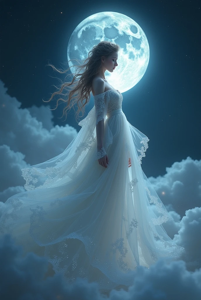 Create a photo of the moon in a dress