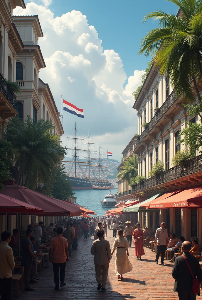 Medan in 1900 with Dutch flag

