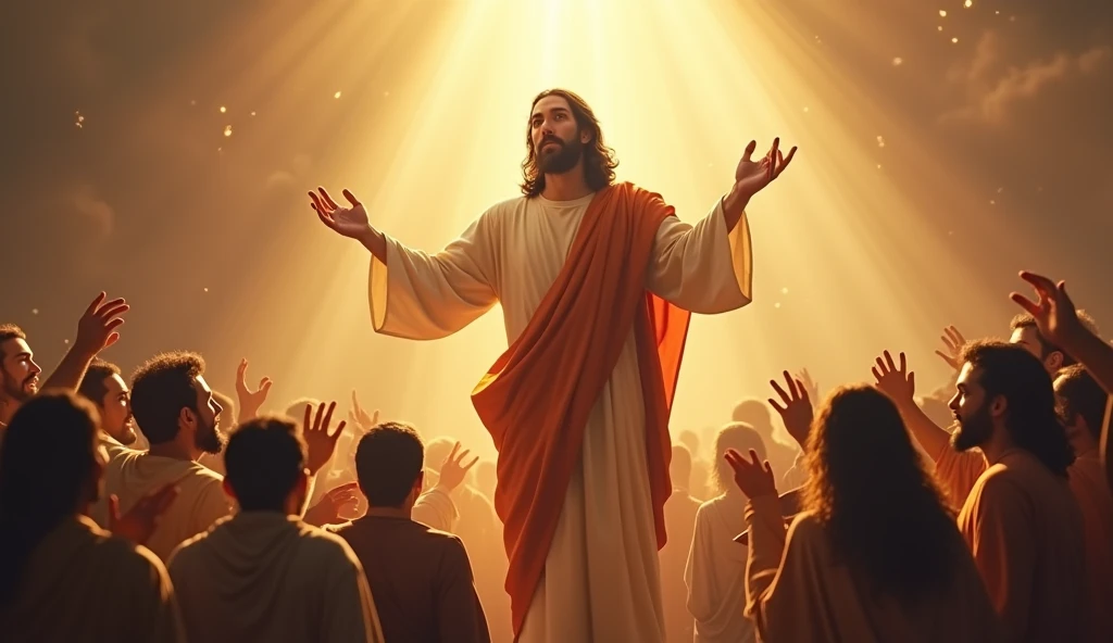 Jesus Christ blessing people.