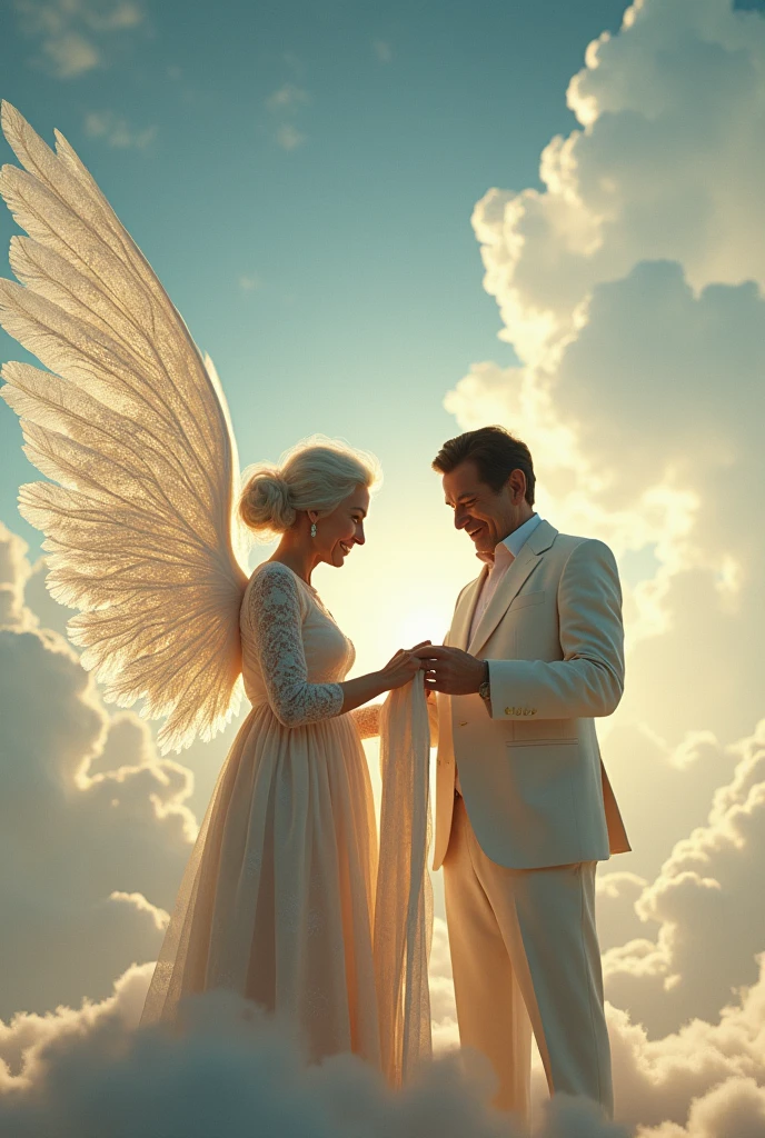 My grandmother sewing in the sky with wings and the presenter Silvio Santos by her side