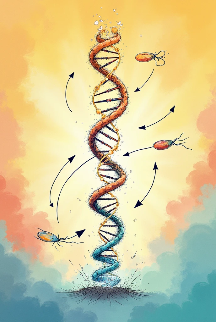 Developmental biology Molecular changes Drawing: DNA with arrows indicating changes. cheered up