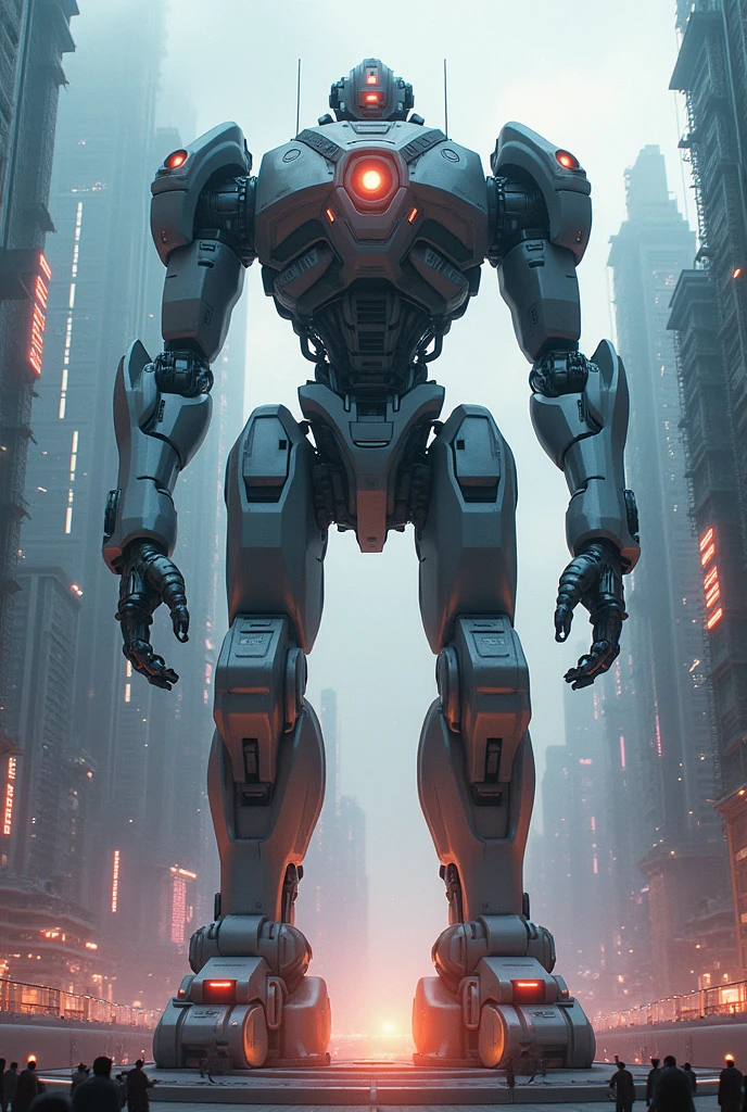 Giant futuristic robot protecting the city
