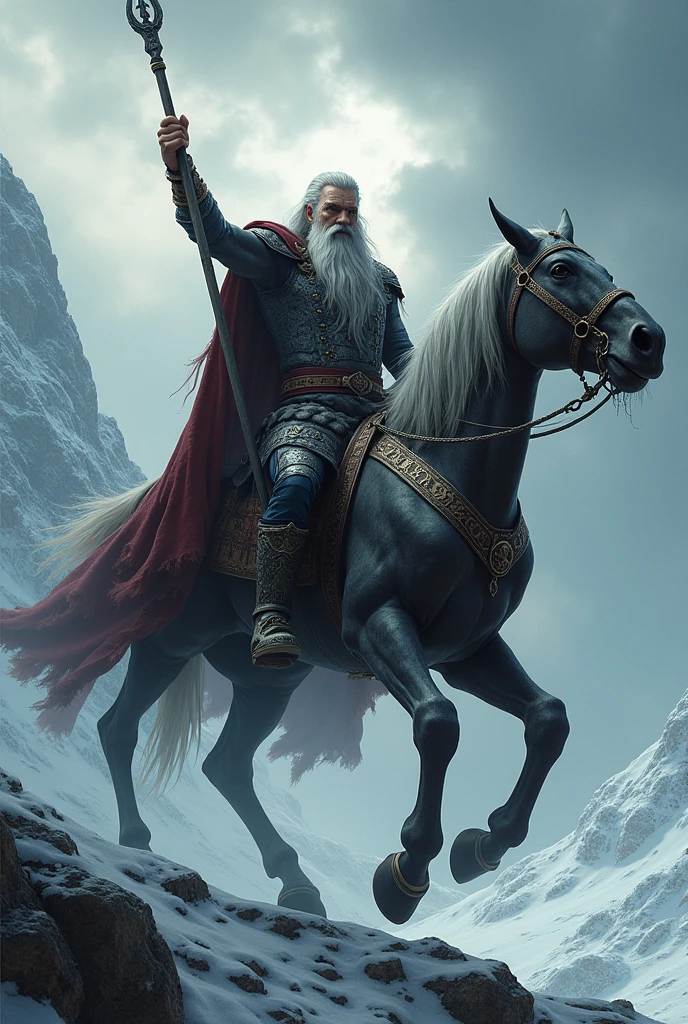 "Odin With his spear Gungnir in hand and mounted on his horse Sleipnir