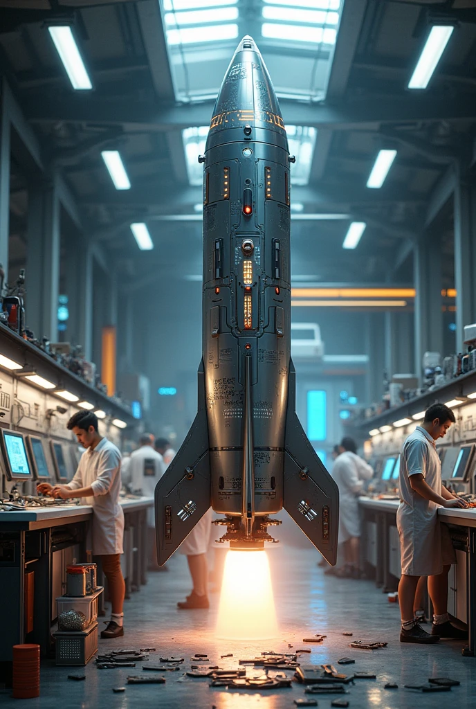 A rocket inside a cell phone workshop