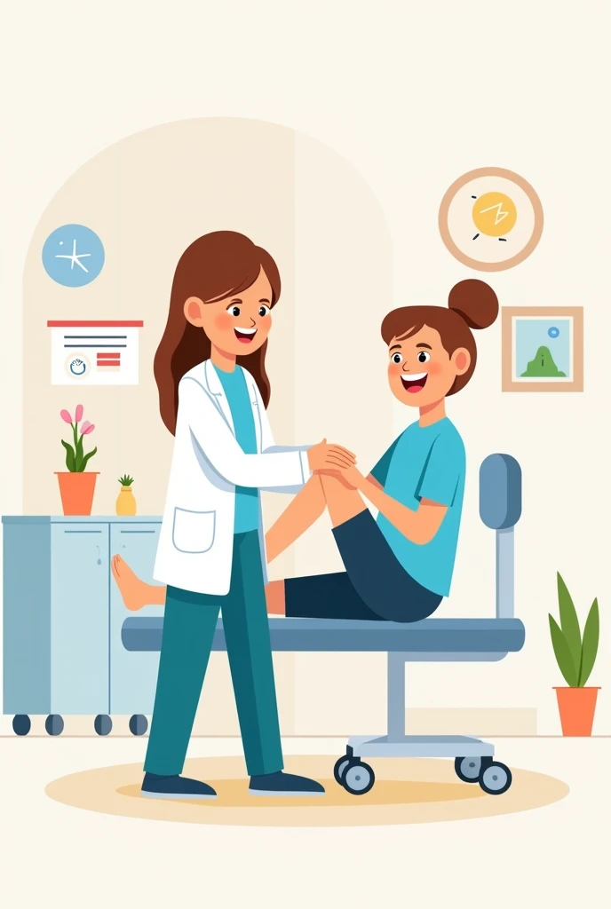 physiotherapist doing leg therapy cartoon no background