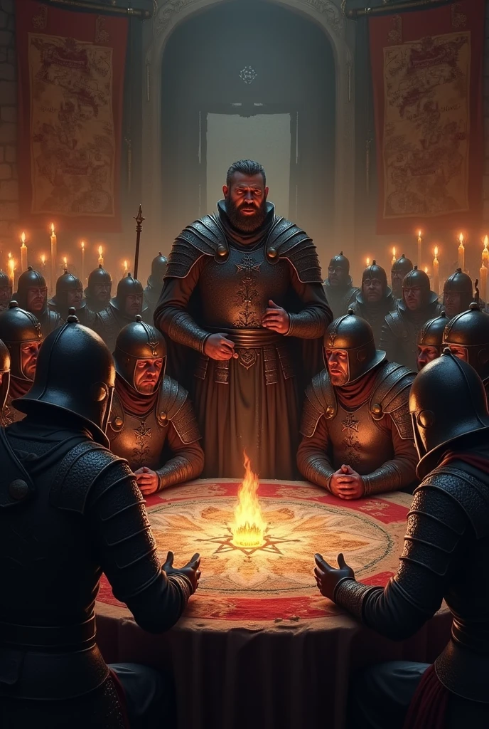 Make a picture of King Acoerro's army conspiring against the Jews