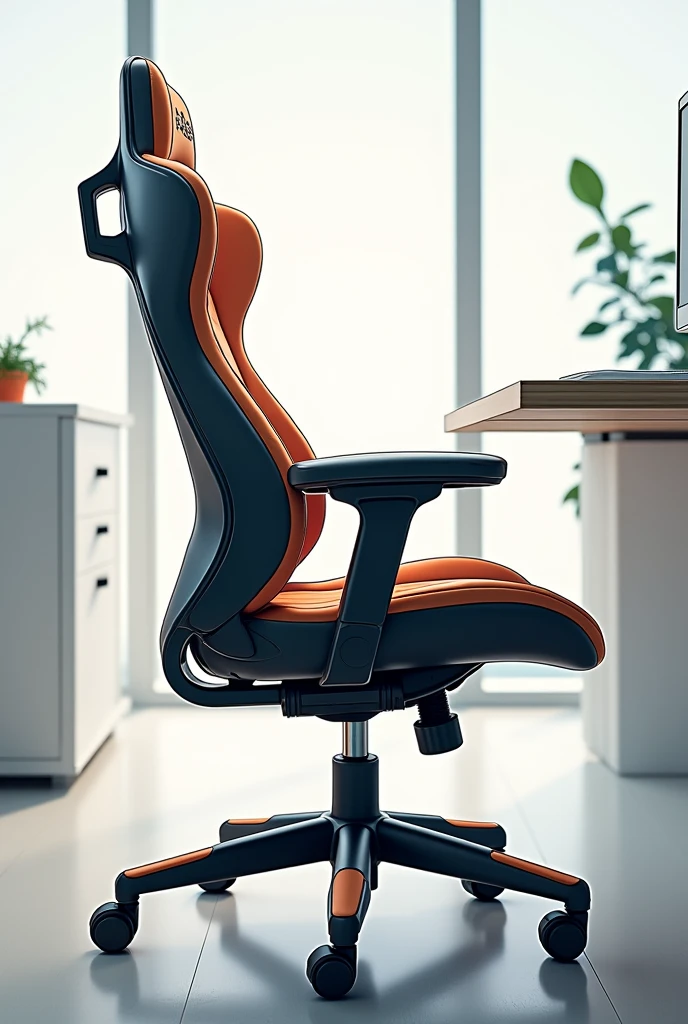 **"Generate an image of an ergonomic office chair. The chair should show lumbar support, Adjustable armrests and the ability to rotate. The design should emphasize comfort and support for long hours of work., highlighting its ergonomic features."** in anime