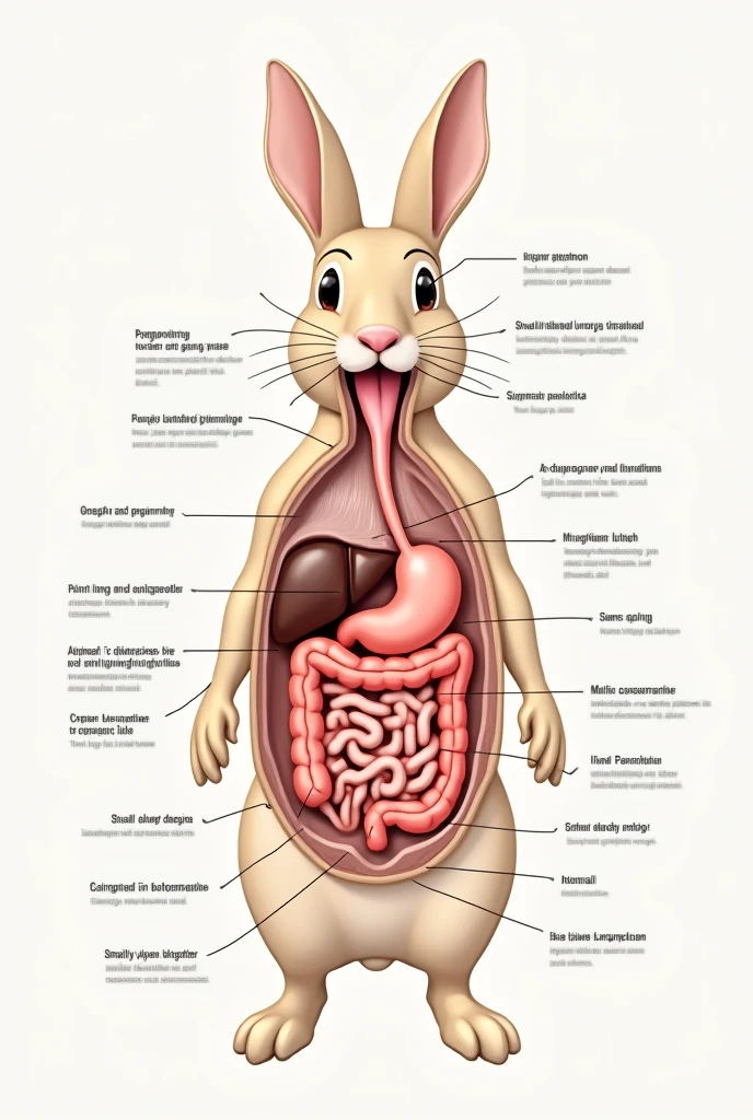 The rabbit's digestive system and its functions