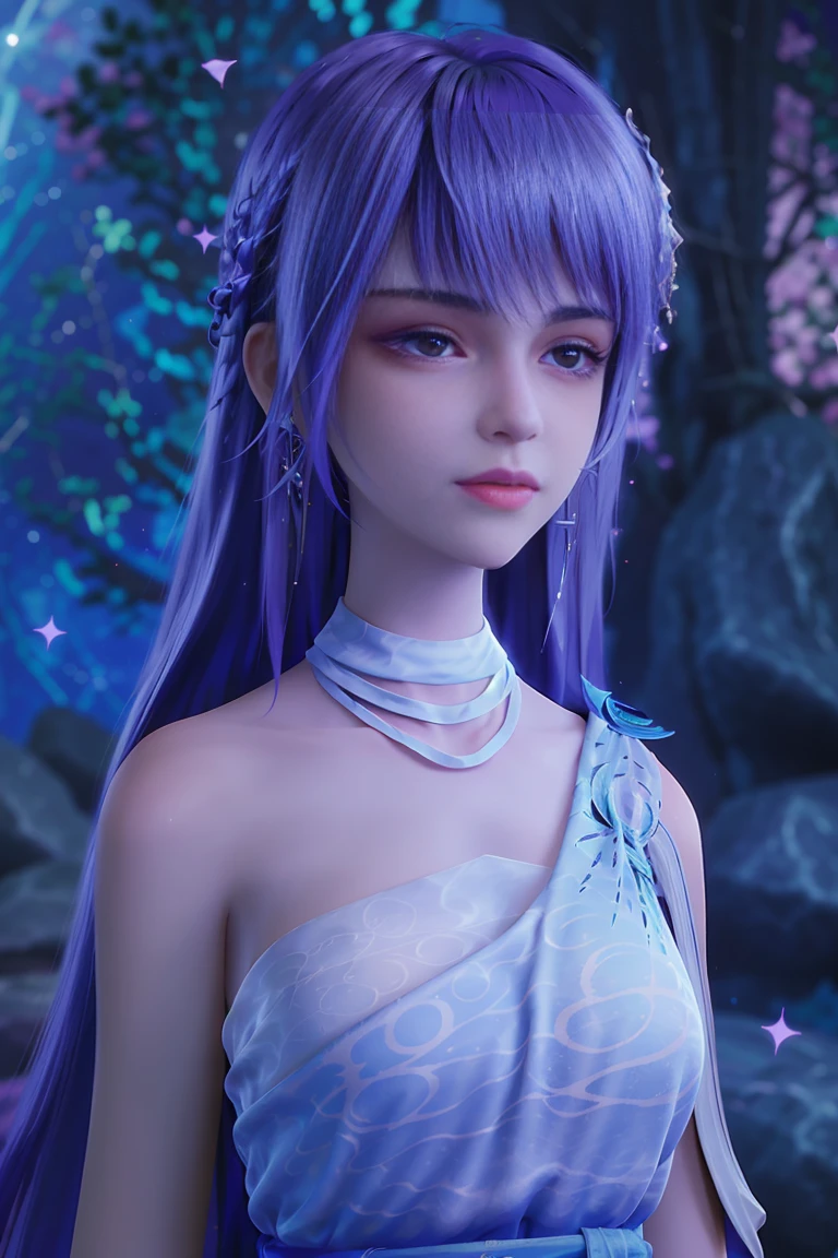 xuner,
(crystalstexture skin:1.2), (extremely delicate and beautiful),
1girl, solo, jewelry, long hair,bare shoulders, black hair, looking at viewer,earrings, delicate lace, lace, white skin, pale skin, 3d, (large breasts:1.2), hair ornament, soft lighting, natural lighting, day, sky, wisteria, outdoors