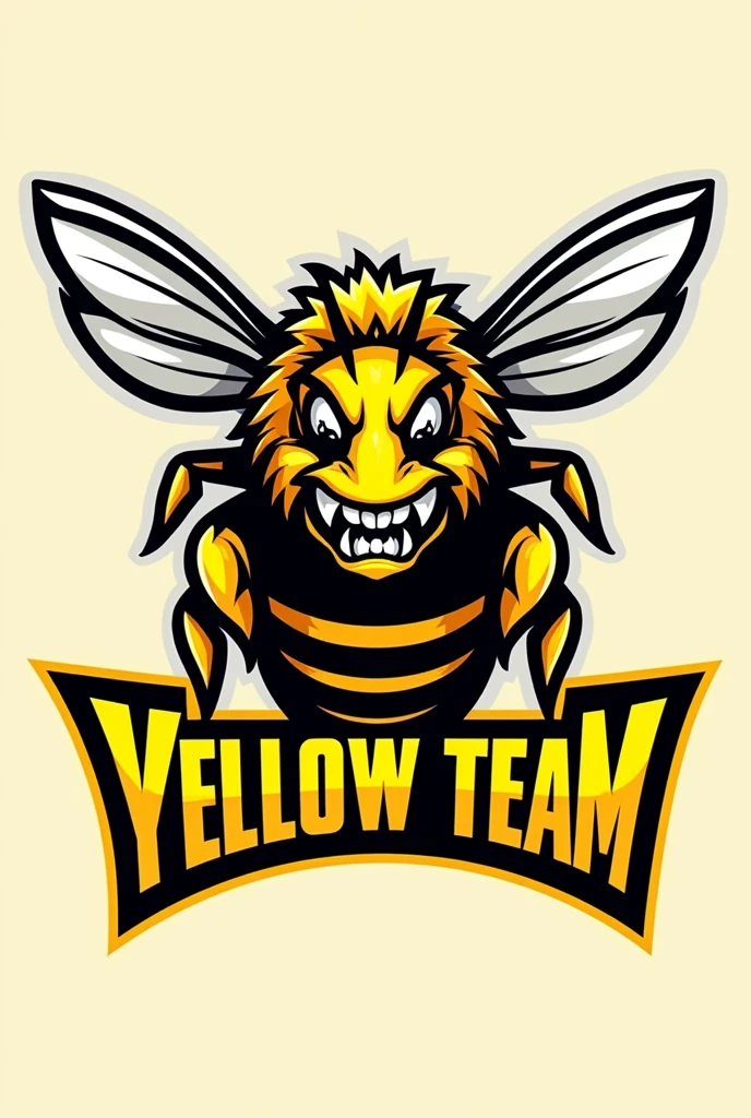 create a logo of an angry bee with the name yellow team
