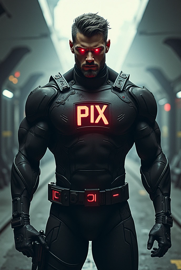 Cyclops character from X-Man with Pix agency symbol on chest