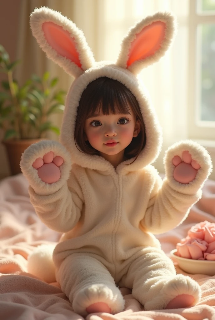 Girl dressed as a bunny without clothes