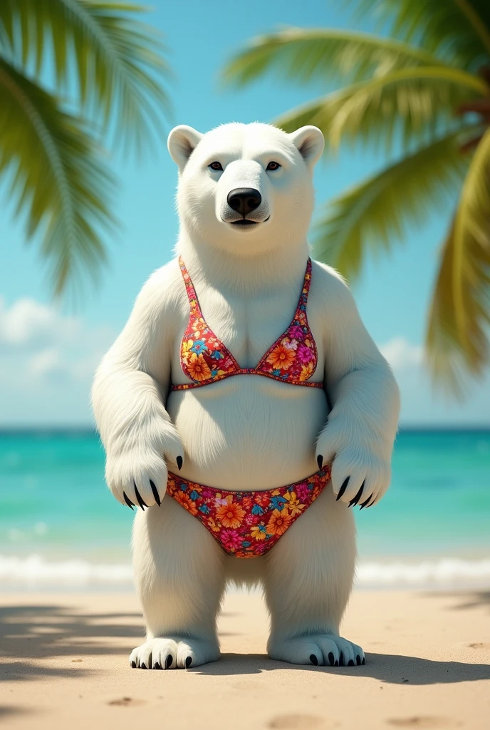 Polar bear in a bikini, realistic