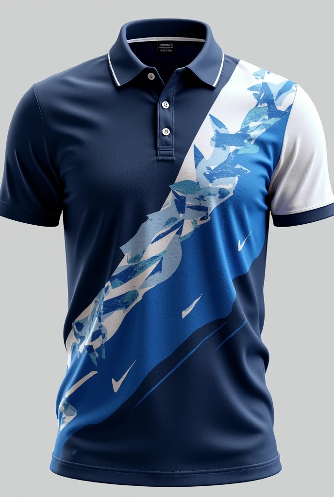 Navy blue and white polo with aesthetic design for promotion 2024