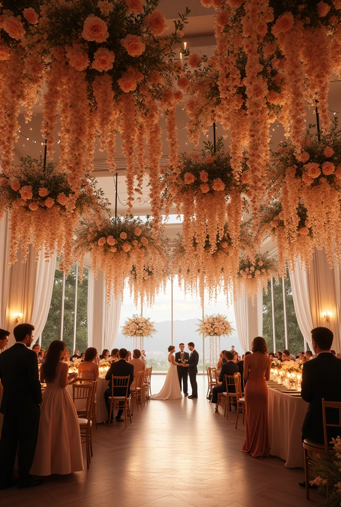 Make the wedding party, the guest tables, the dance It will be inside a closed place With flowers on the ceiling matching In tones inspired by the Yellowstone series