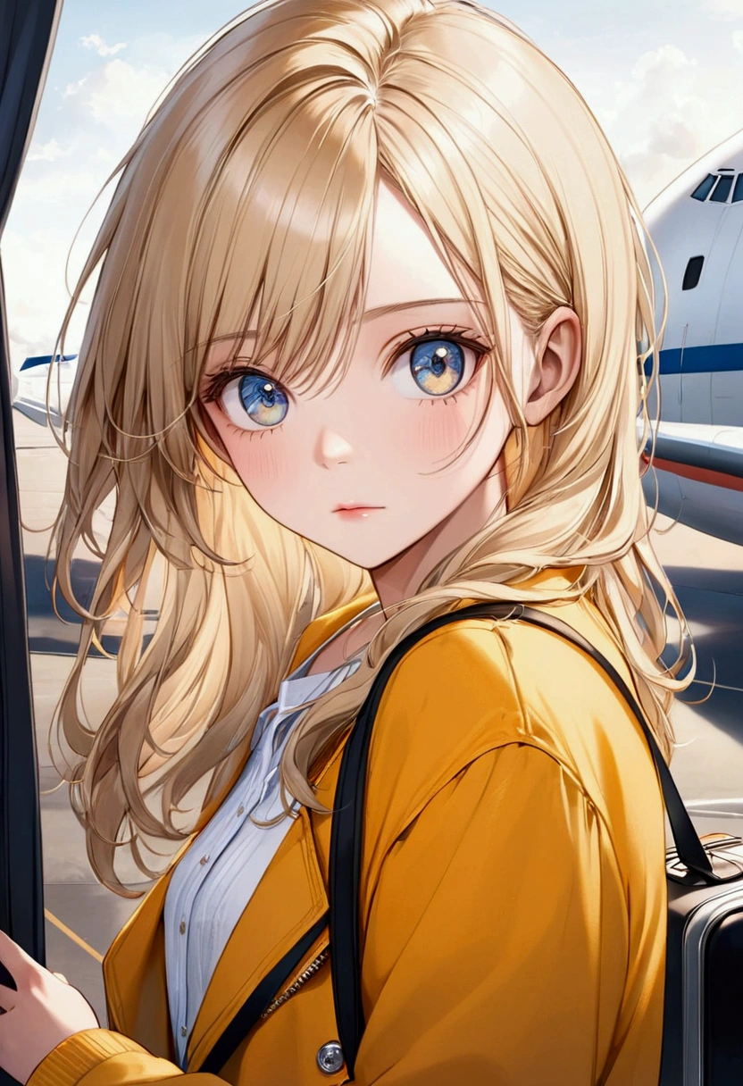 Femme debout prés d'un avion, avec sa valise, prise en photo avec sa copine brune, Sydney Sweeney, beautiful jeune fille blonde, Jolie jeune femme, long cheveux blonds et grands yeux, cheveux blonds et grands yeux, fille attirante, une belle femme, une fille aux cheveux blonds, femme splendide, a Jolie jeune femme, belle femme blonde, jolie femme, magnifique femme, jeune fille blonde,portrait numérique, portrait d'art numérique, style artistique réalisme, portrait de haute qualité, 🤤 portrait de fille, style artistique réaliste, # 1 peinture numérique de tous les temps, #1 peinture numérique de tous les temps, peinture numérique brillante