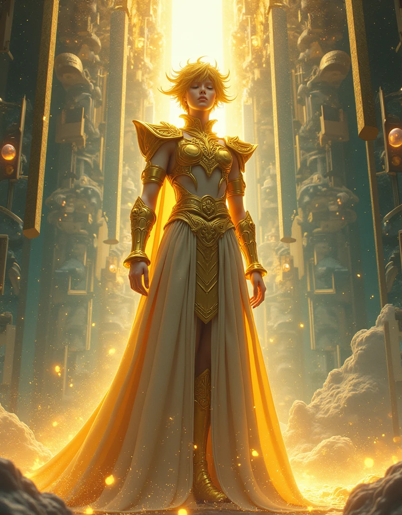 (Highest quality,4K,High resolution,masterpiece:1.2),Very detailed,Human Instrumentality Project、Virgo Shaka、Saint Seiya