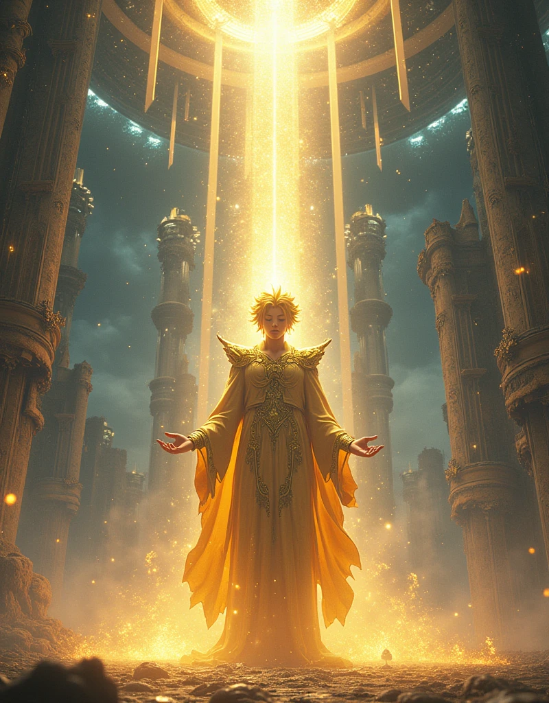 (Highest quality,4K,High resolution,masterpiece:1.2),Very detailed,Human Instrumentality Project、Virgo Shaka、Saint Seiya