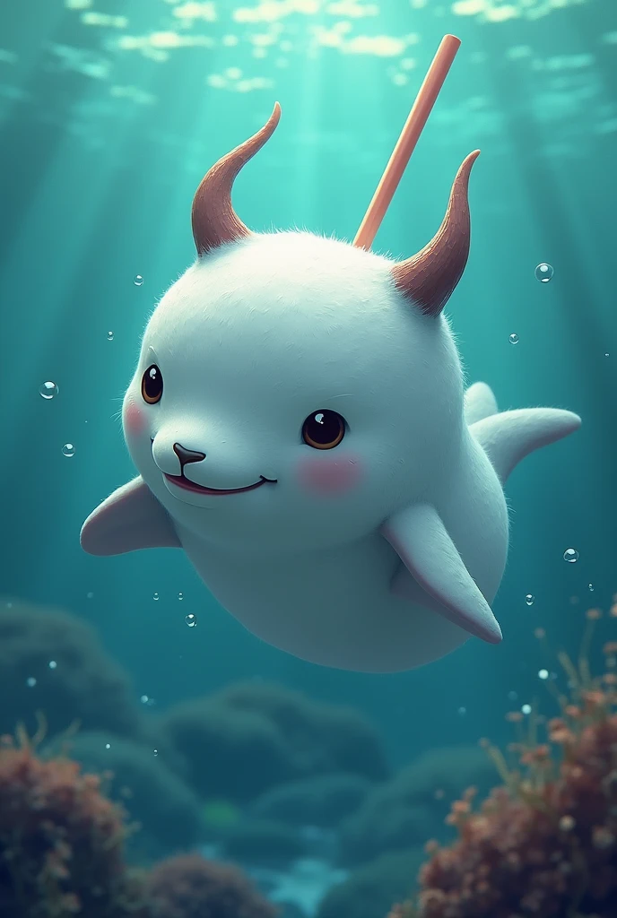 Vaquita in the shape of a boba feet with horns