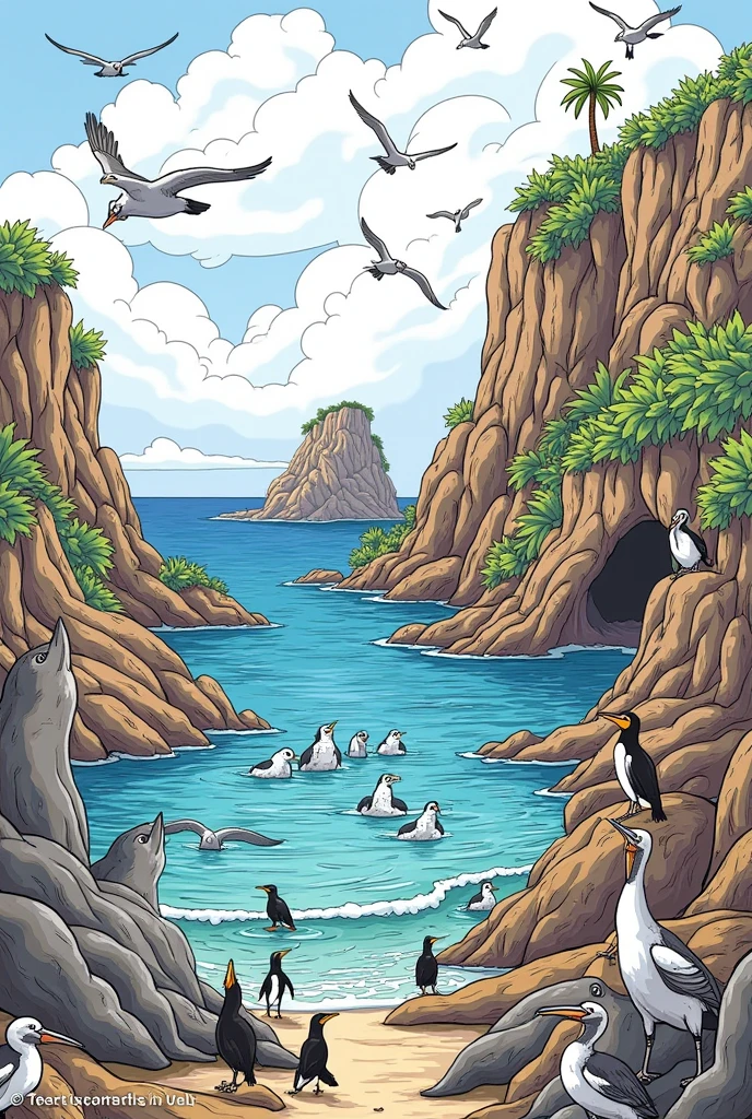 biodiversity of Ballestas Islands for coloring
