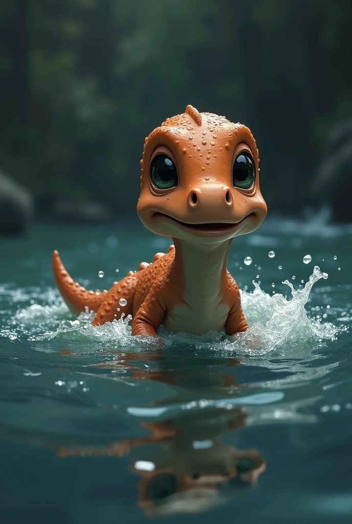 Animated baby dinosaur drowning created, that only has its edges to paint