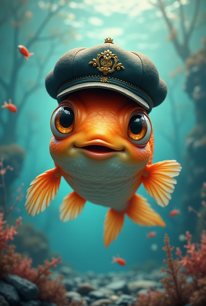 Of a fish with a cap