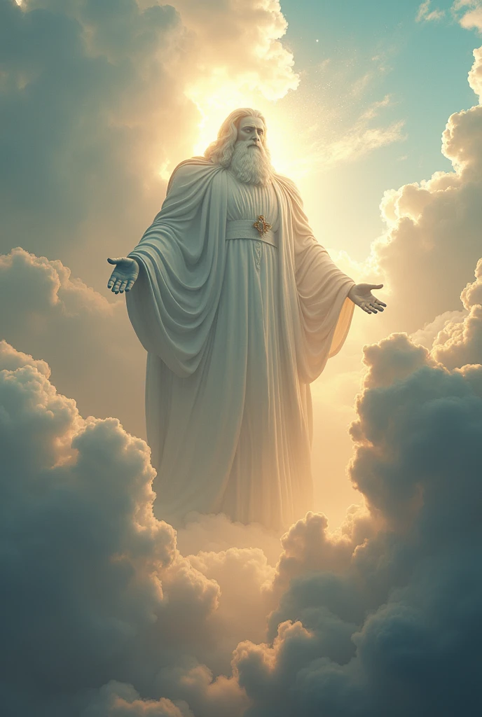 a giant man in the clouds symbolizing god