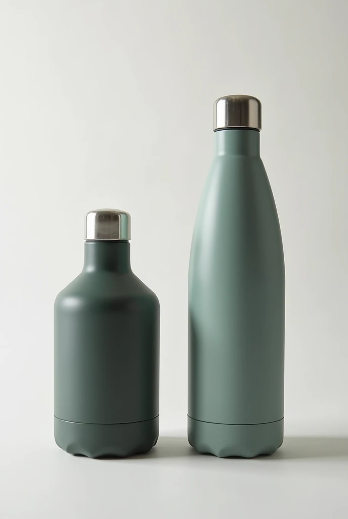 glass bottle, stanley bottle format, with rubber coatings on the outside, minimalist. 600ml and 1 litre bottles