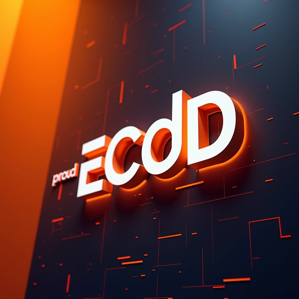 Create a perfect image to use as your desktop background, the image must have good resolution, have beautiful arts, contain the colors white and orange, be unique, Have capital letters. The image must contain a highlight phrase, the phrase contained in the Image must be: ECDD - School of Communication and Digital Design and contain the word small in the corner "Producer"
