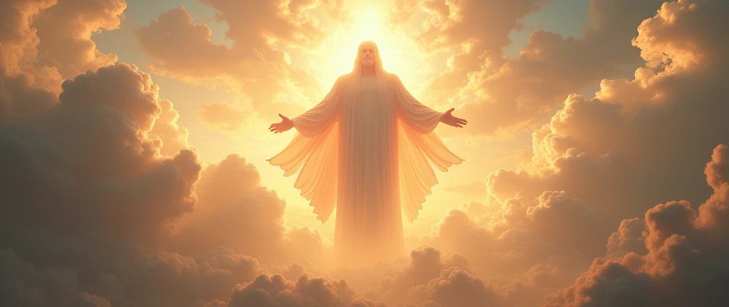 a giant man in the clouds symbolizing god