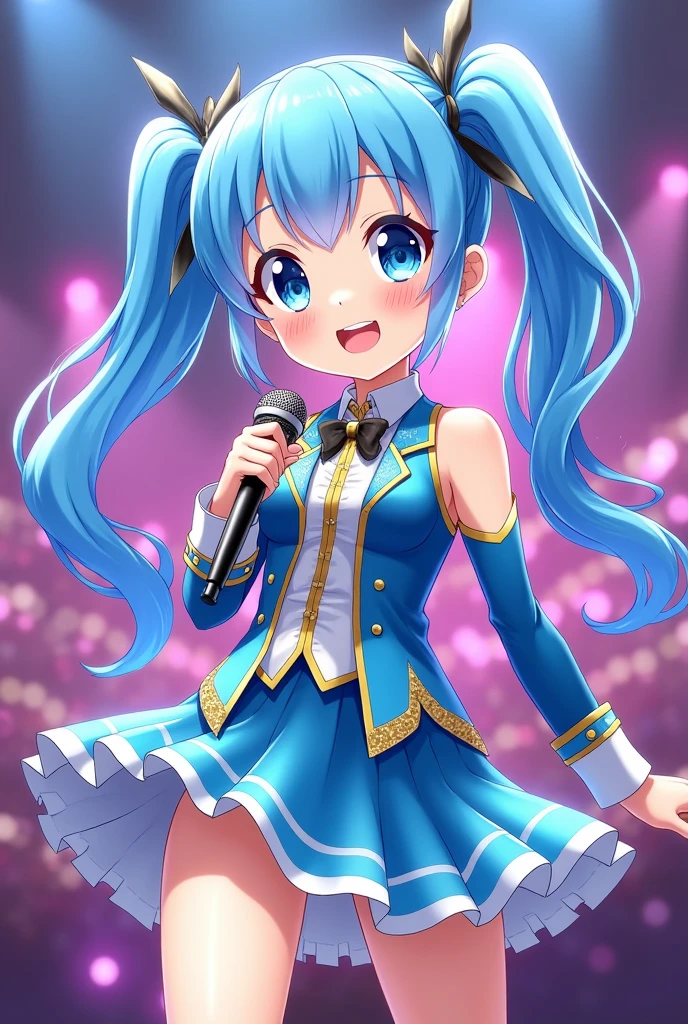 A anime girl with blue pigtails who is a singer 