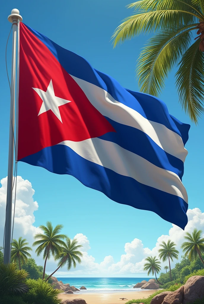 Cuban flag with the lone star