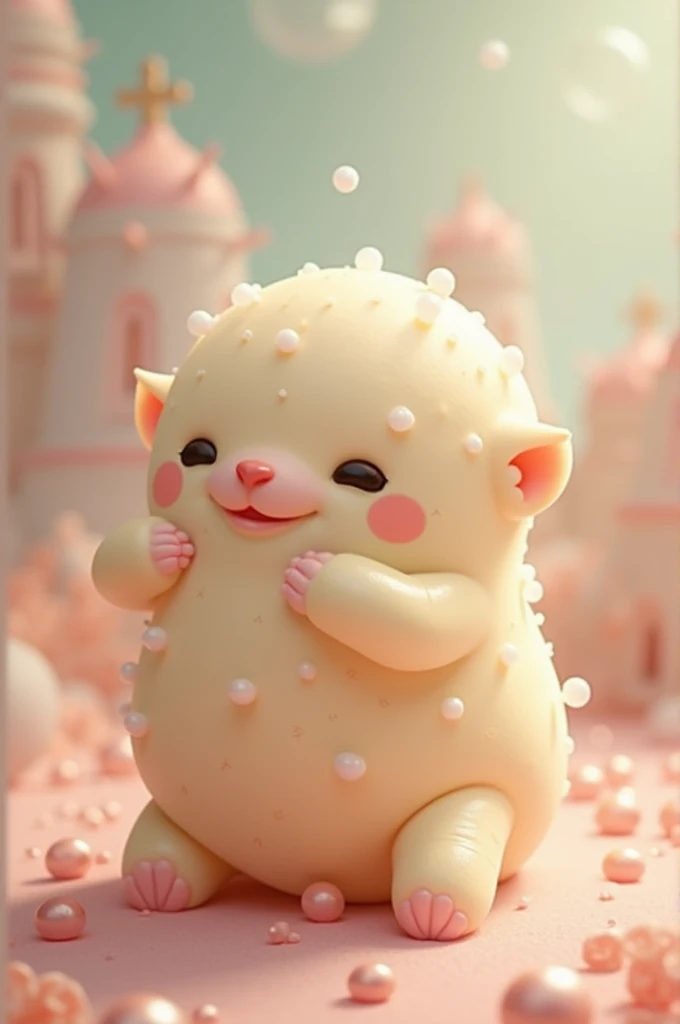 Little person hugging a cute tapioca