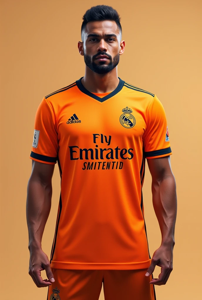 Orange Real Madrid shirt, put it on the front of the shirt, remove the Emirates fly and put it (Pancho Elfer supports sport) 