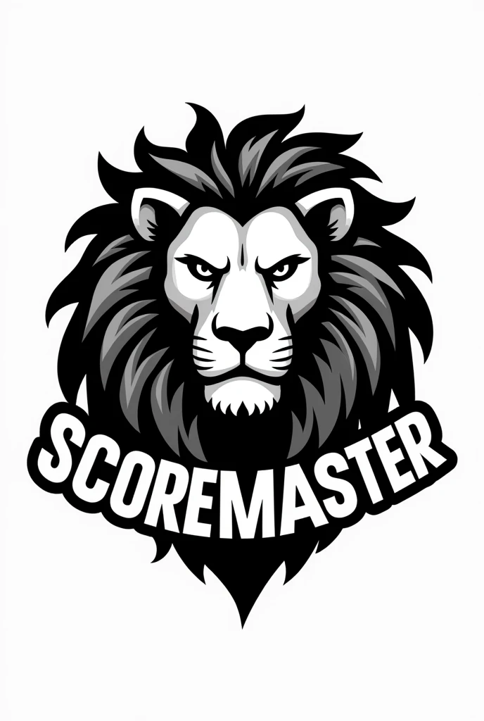 Create a black and white logo with the word "ScoreMaster" and have a lion