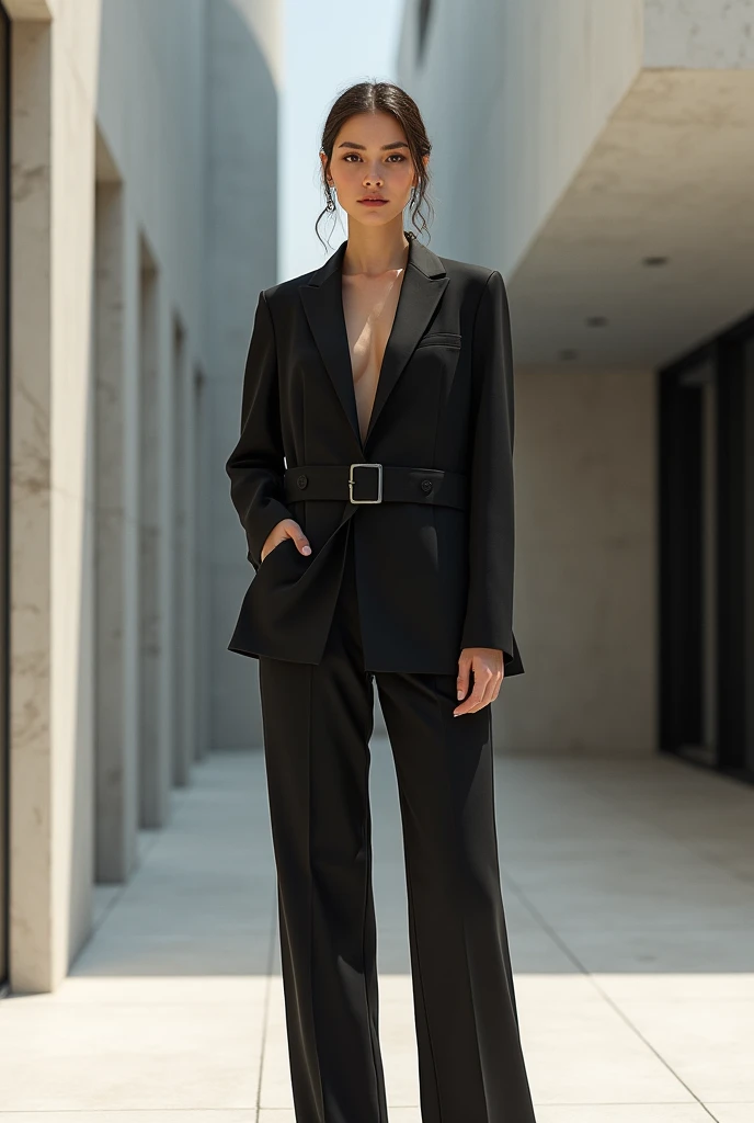 Woman modern clothing full body.