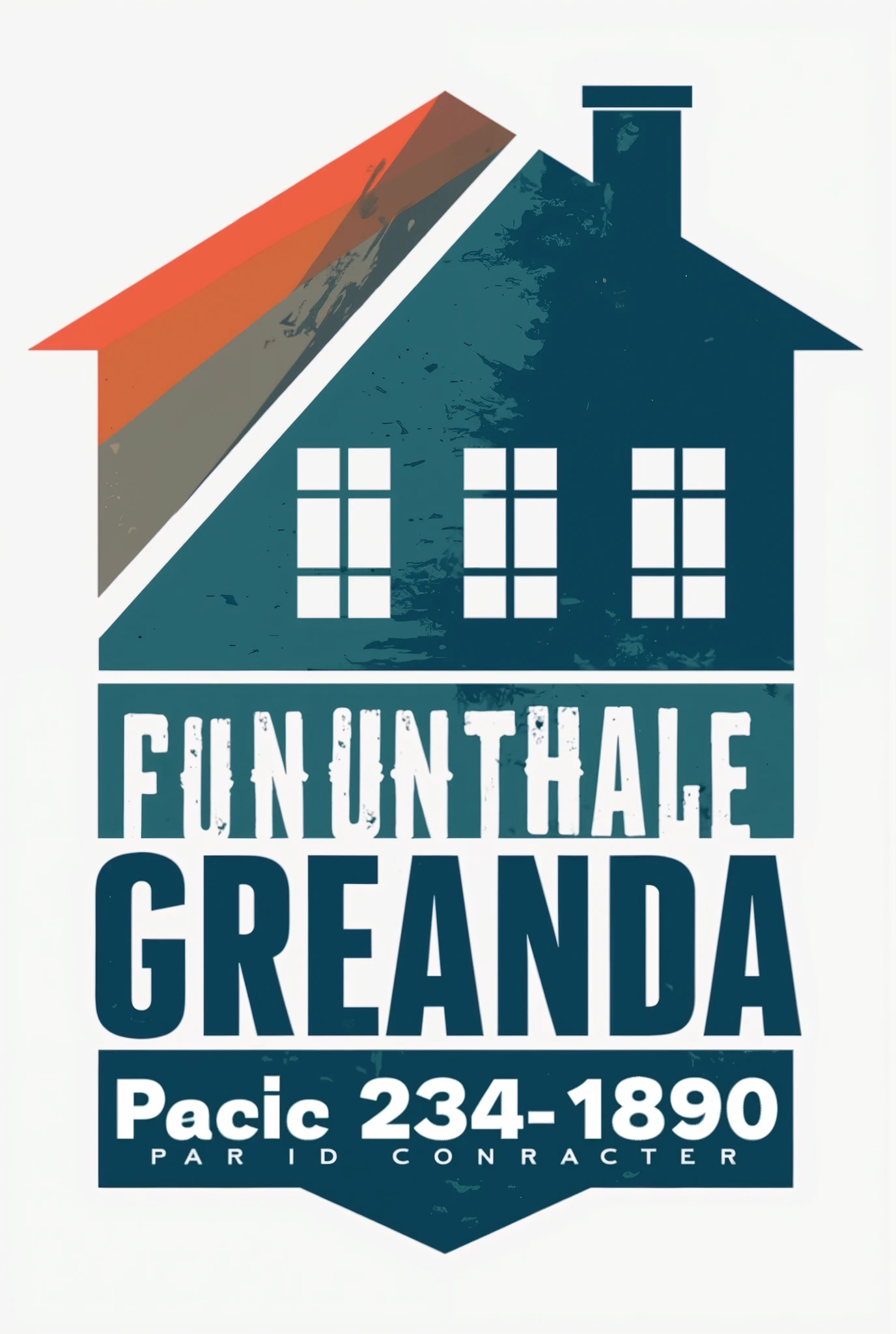 Create a logo with the colors blue, gray and orange for a General Contractor construction company that will operate in the United States doing painting., banquetas, Floors, steps, demolition and drywall