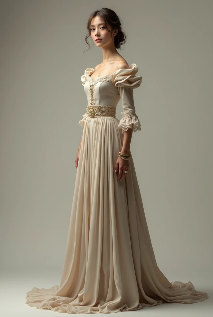 Woman classic clothing full body.