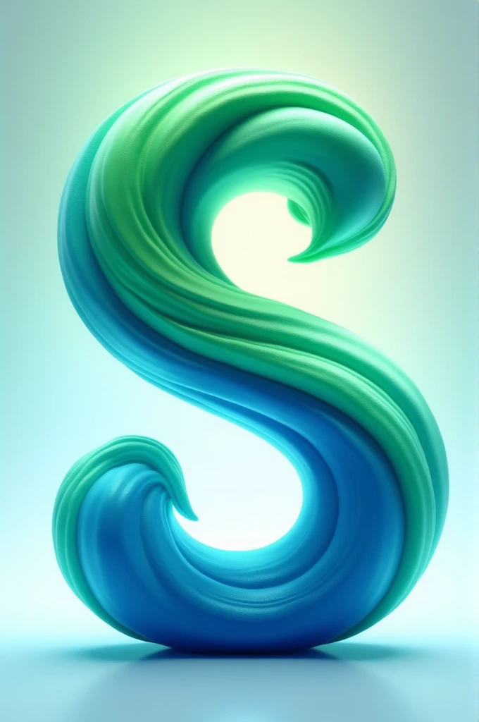 A blue and green letter S, bright 