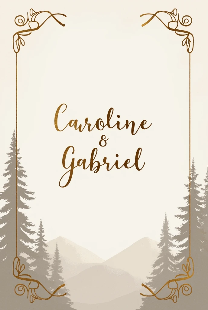 Make the wedding invitation that will be sent to the guests With the names of the bride and groom Caroline and Gabriel The invitation will be very minimalist and golden In tones inspired by the Yellowstone series