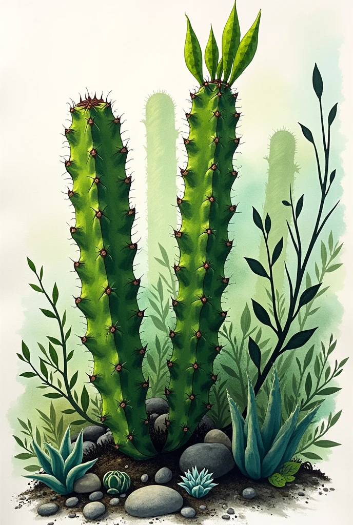 Ink painting on an environmentally themed board highlighting something interesting about Xique-Xique, bahia.