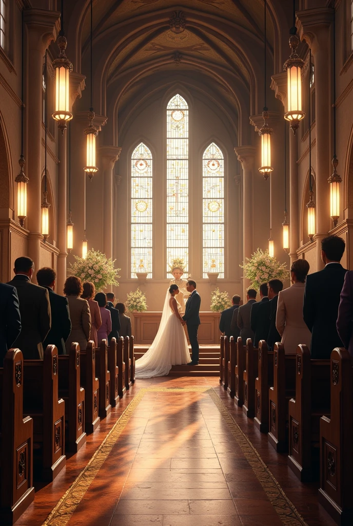 Have a wedding ceremony inside the large church with a western theme, inspired by the series Yellowstone but strays a bit from the theme