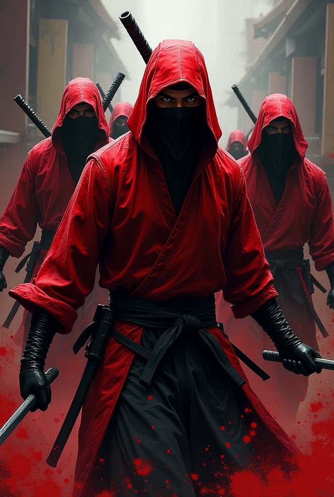  written "the Big ninjas" red with blood 
