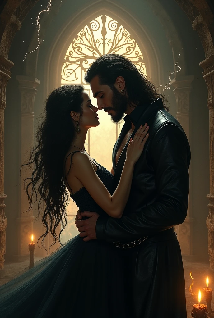 A witch kissing Lucifer 