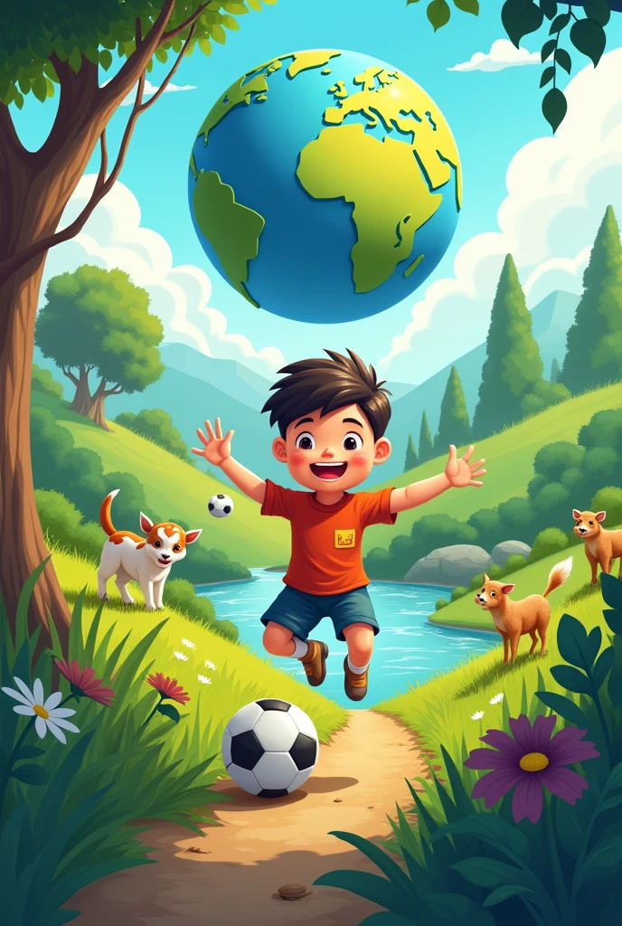 Chat I need to make a drawing for geography of how I want my world. I want him to be happy and joyful with good weather conditions, living in nature with my favorite sport which is football. .
Obs: You have to draw the earth and around and inside you have to draw it in the shape of the earth