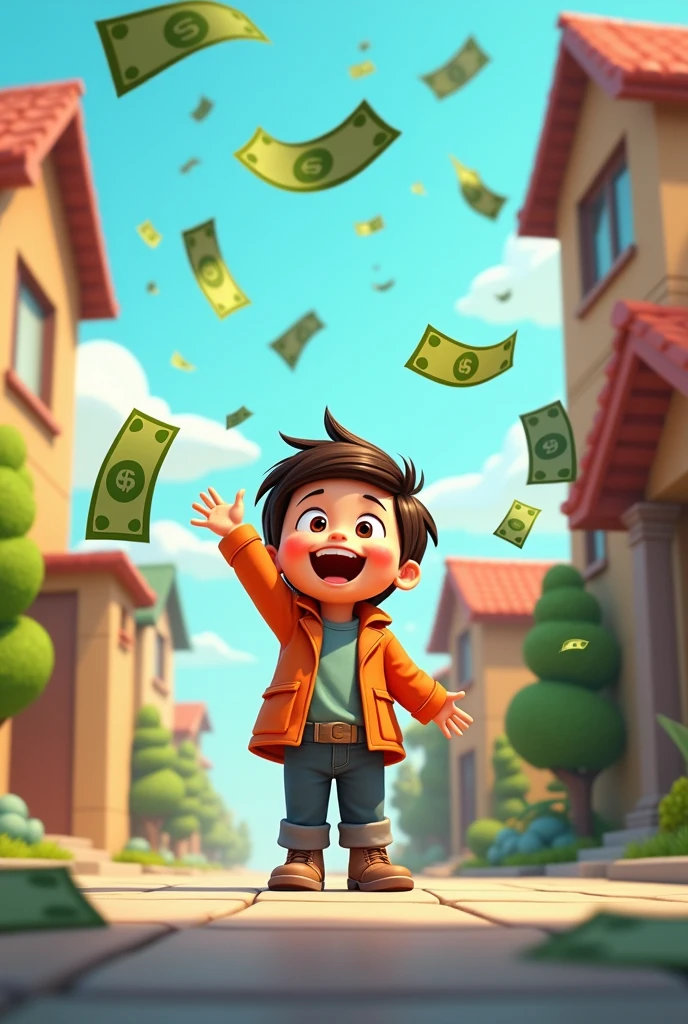 Make the cover of the animation "It's raining hamburger" but instead of raining hamburgers, It's going to be raining bills but it has to be similar