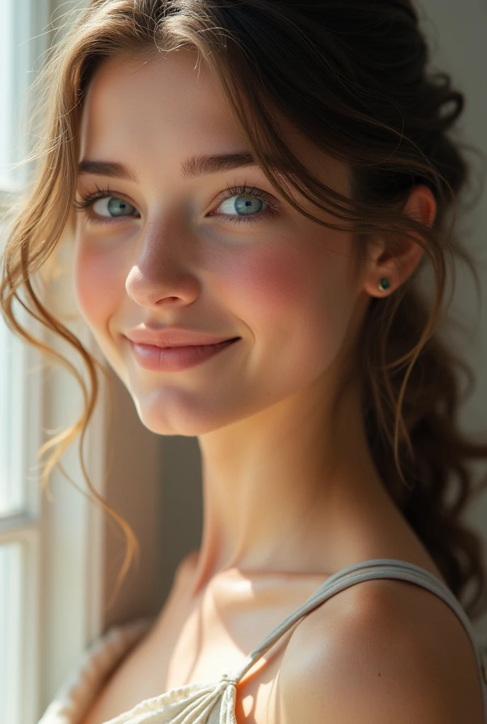 1girl, Solo, High Resolution, Blush, Smile, Looking at viewer, Blue eyes, Simple background, Best Quality,