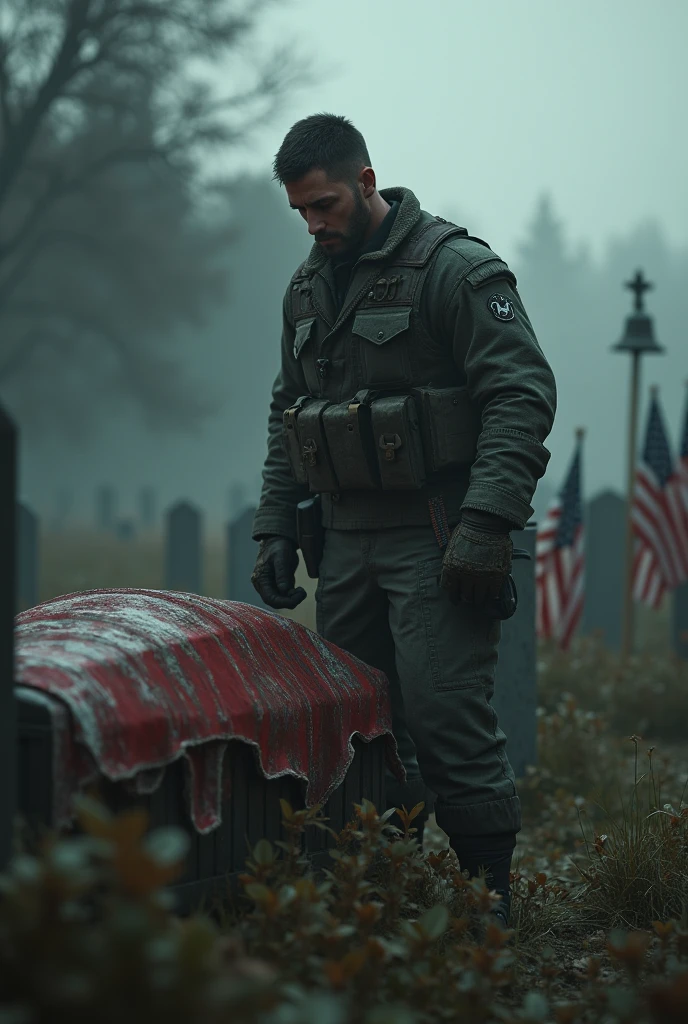 B.J Blazkowicz at a funeral for her friend