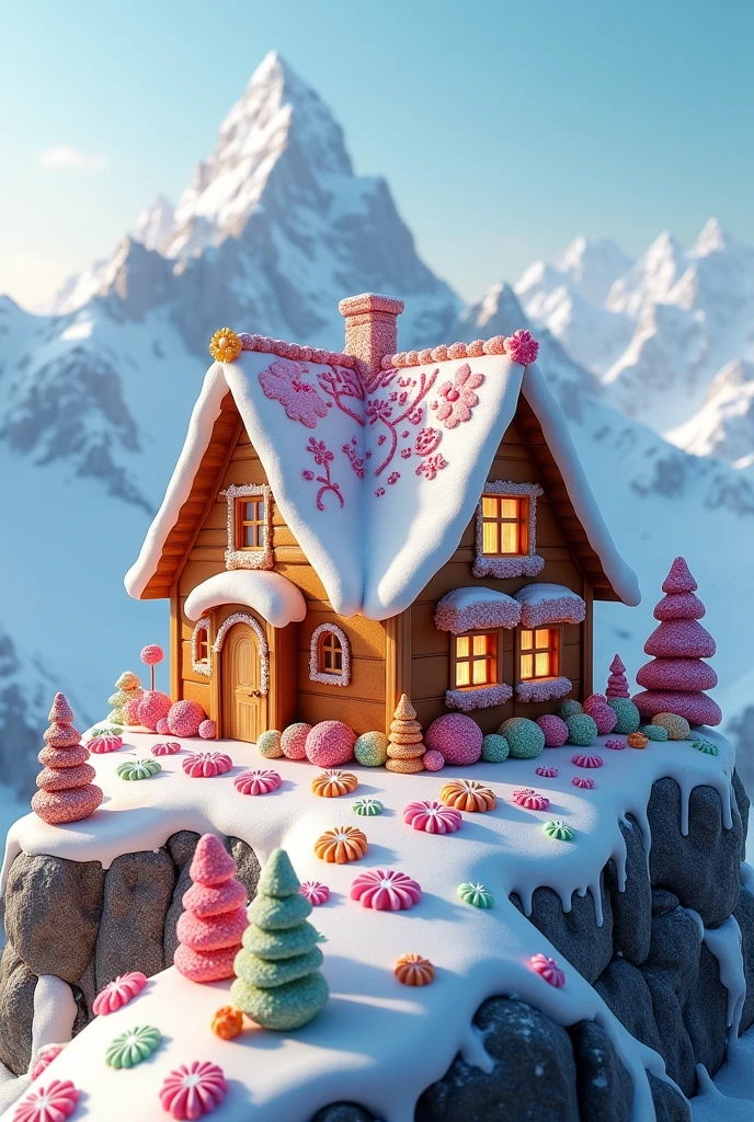 House made of sweets on top of the Finnish Alps