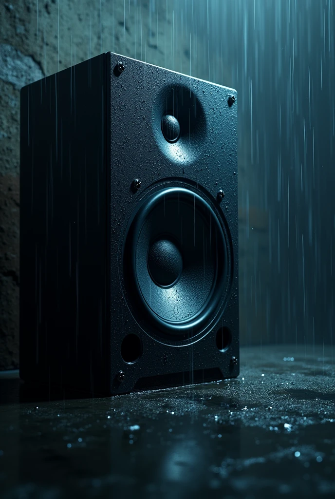 Rain falling on a speaker with bass